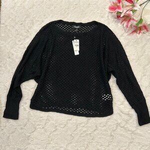 NWT Express - Black Open Stitch Dolman Sweater